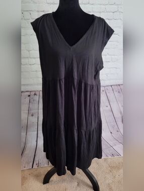 Sanctuary Black V-Neck Tiered Sleeveless Dress XL